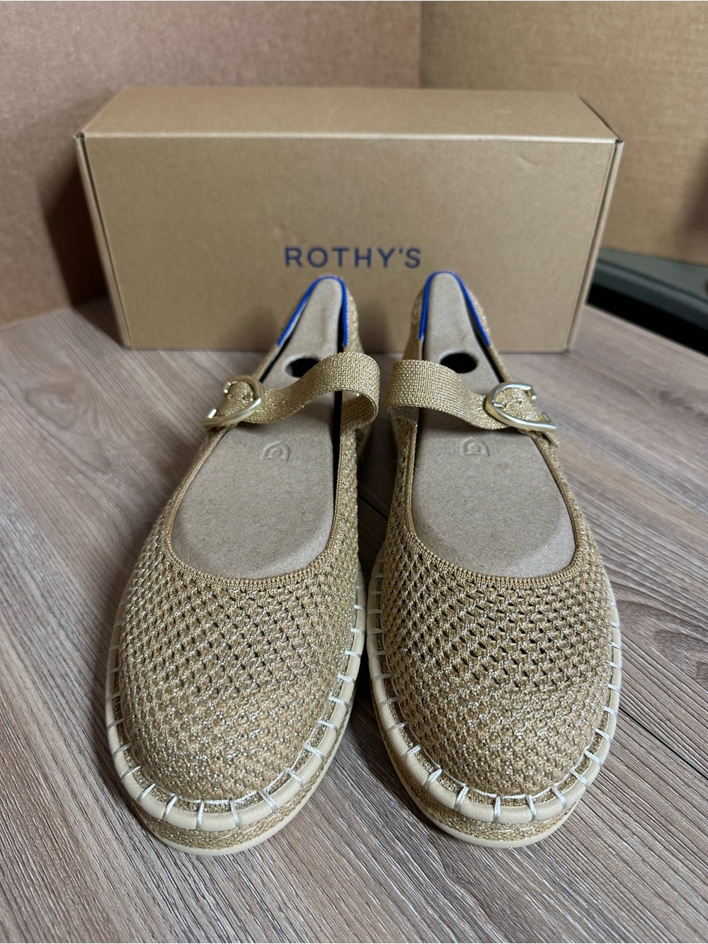 Rothy’s The Espadrille Mary Jane Metallic Golden Sun - Picture 9 of 16